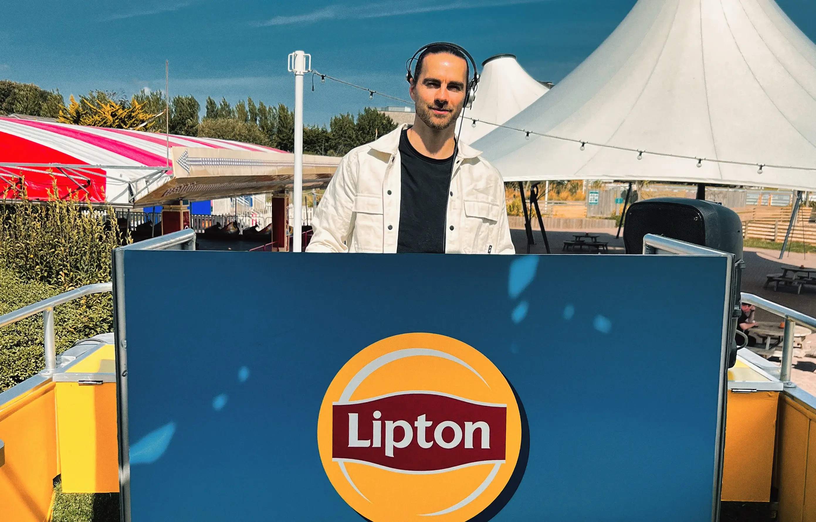 Henry Munton DJing at Lipton event